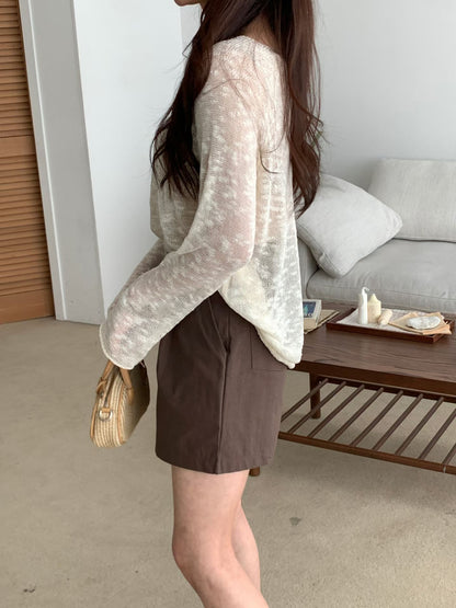 Melange Boat Neck Sheer Knit Top(4 colors)