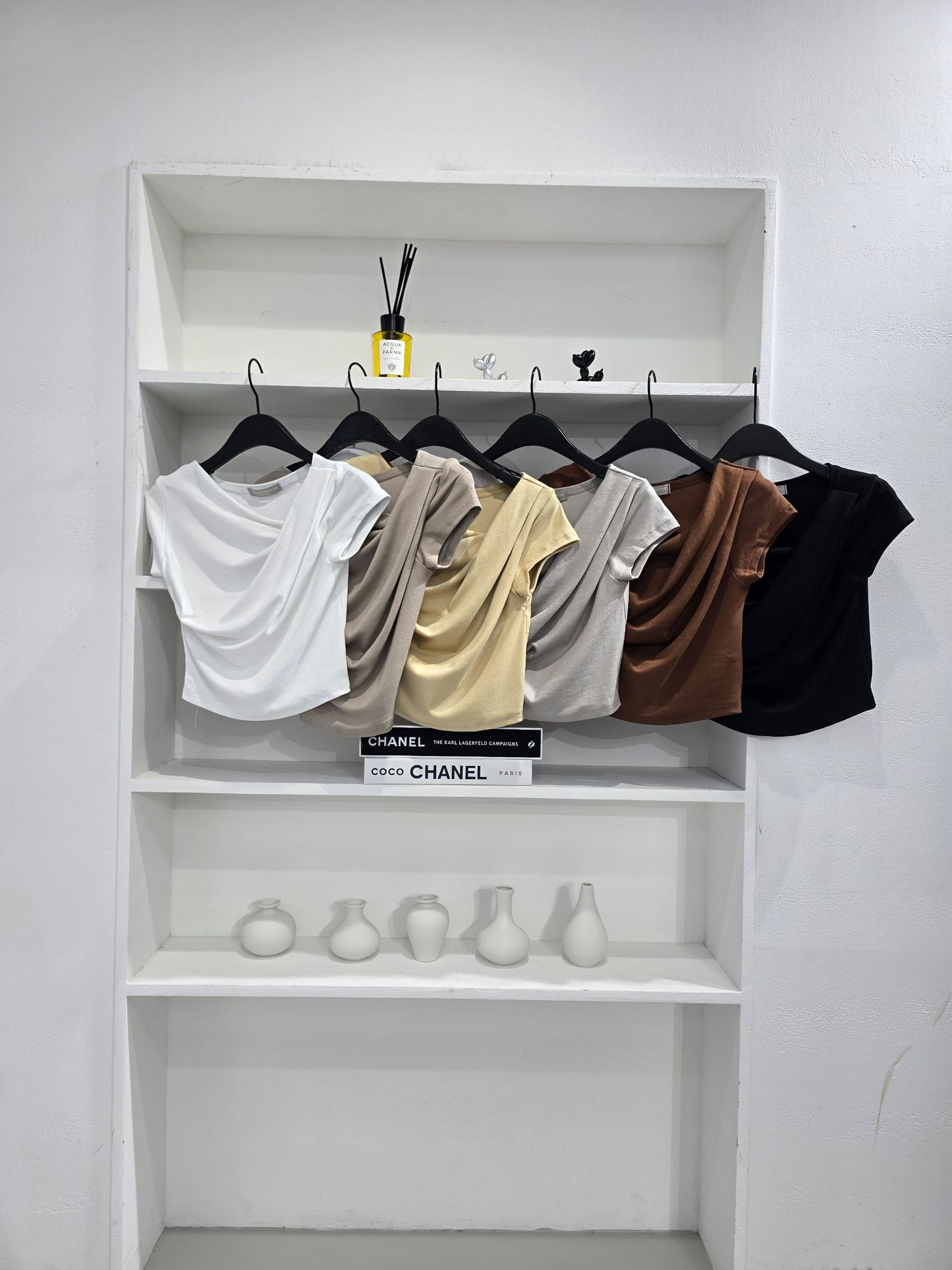2-Way Boatneck Off-Shoulder Draped Cotton Top(6 Colors)