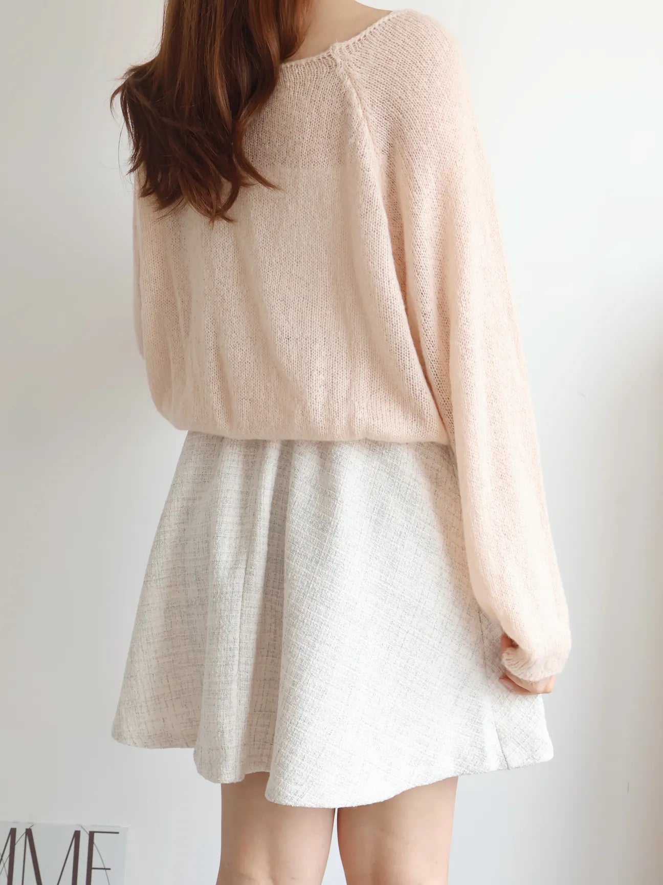 [8% Mohair] Cloud-Light Soufflé Sweater(Peach)