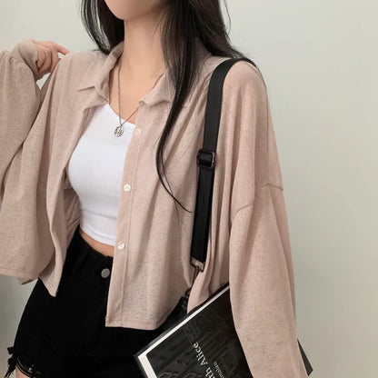 Morning Mist Sheer Layering Oversized Shirt(4 colors)