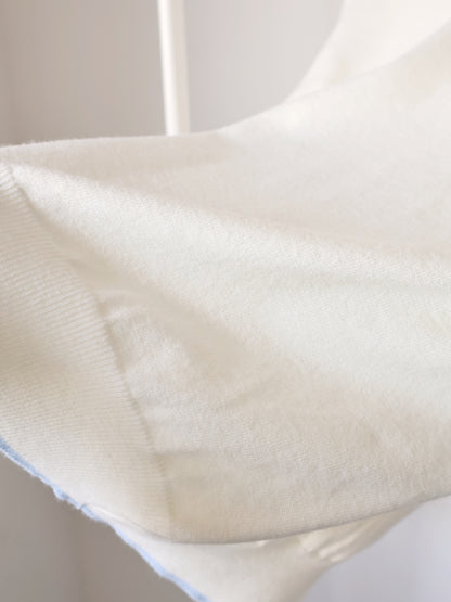 Teddy Collar Colour-Block Embroidered Soft Sweater(Cream)