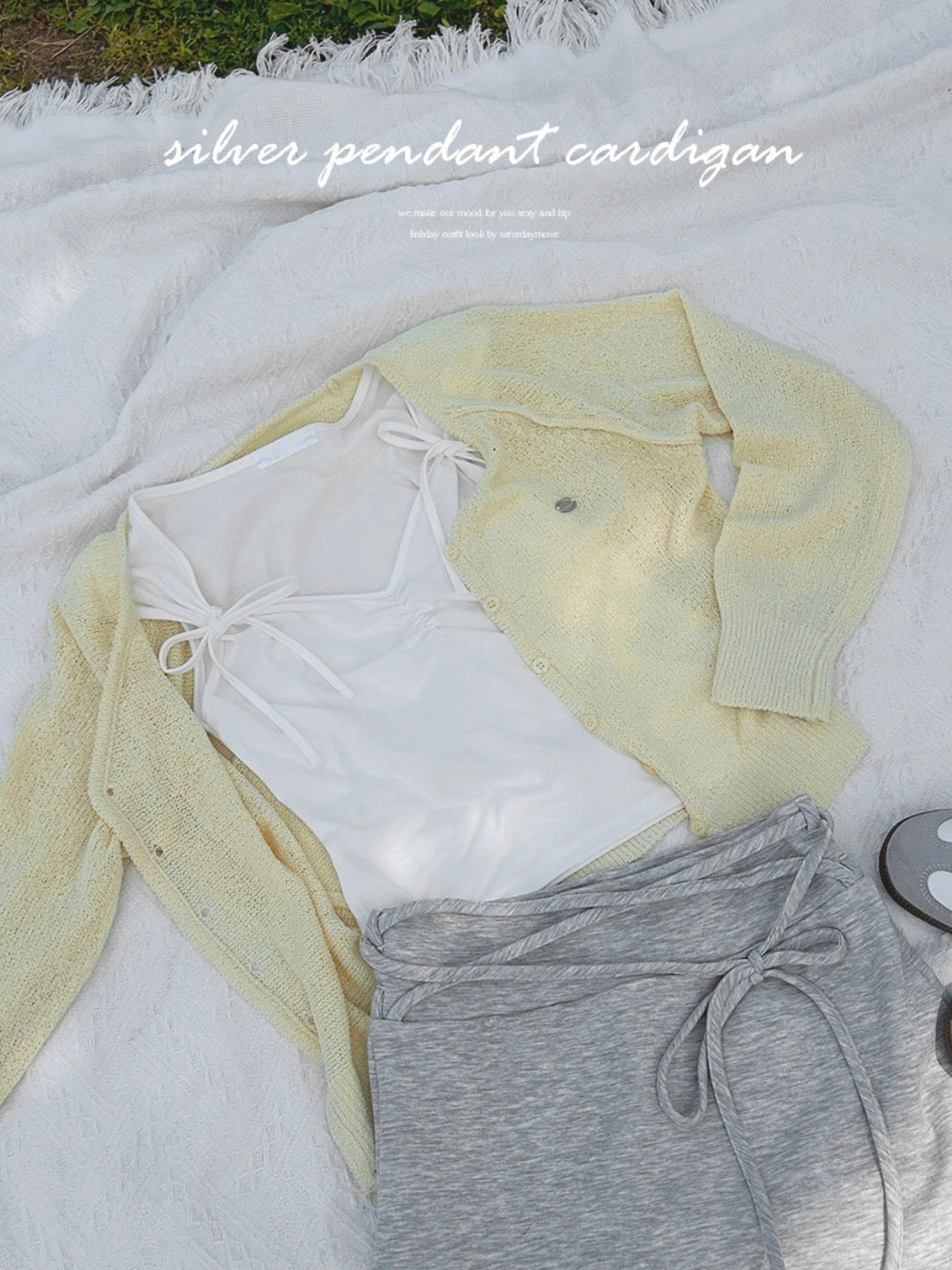 Pastel Pendant Lightweight Cool-Touch Knit Cardigan(Yellow)