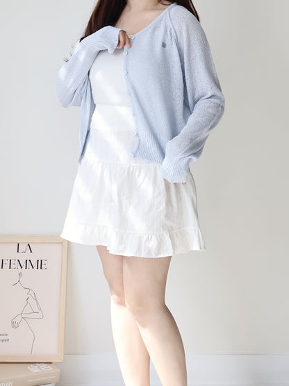 Pastel Pendant Lightweight Cool-Touch Knit Cardigan(Skyblue)
