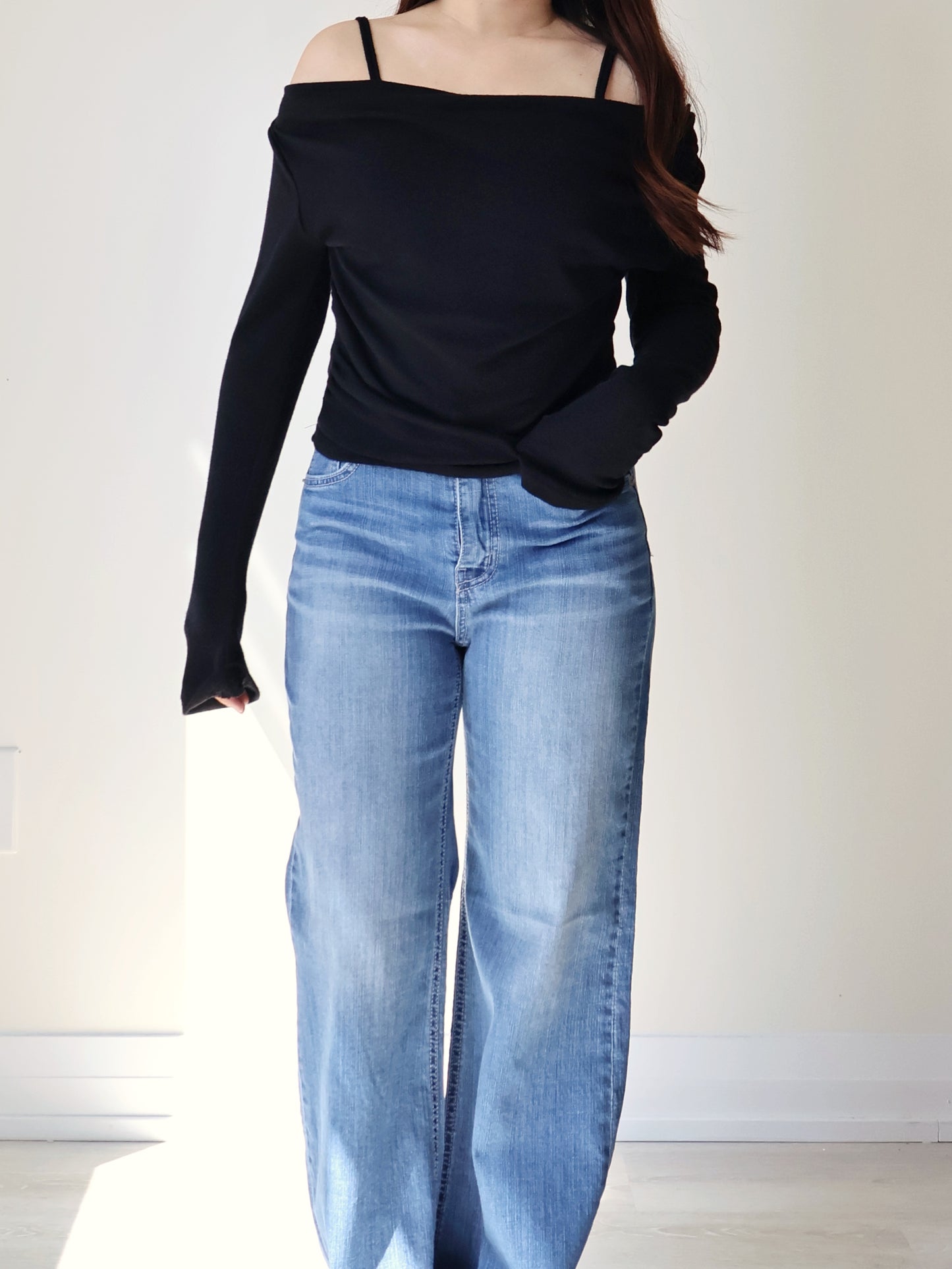 2-Way Silky Smooth Faxu Layered Top(Black)
