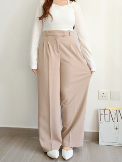 [Best Seller🏅] Wrinkle-free Fabric Pleated Straight Leg Trousers(Camel)