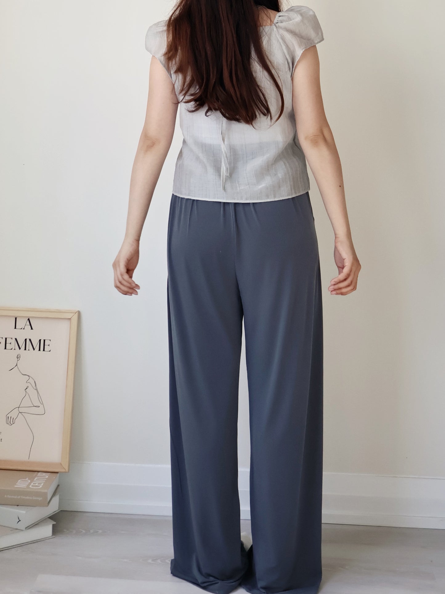 [Wrinkle-Free] Cooling Flowy Dual-Pocket Wide-Leg Pants(Charcoal)