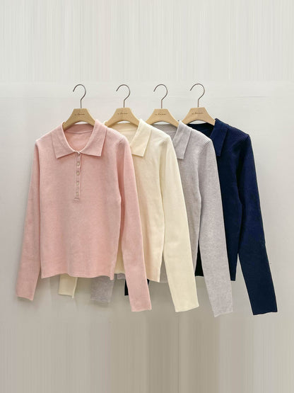 Casual Polo Knit Top(4 colors)