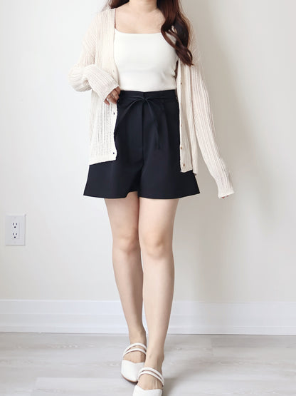 Relaxed-Fit Ripple Knit Cardigan(Beige)