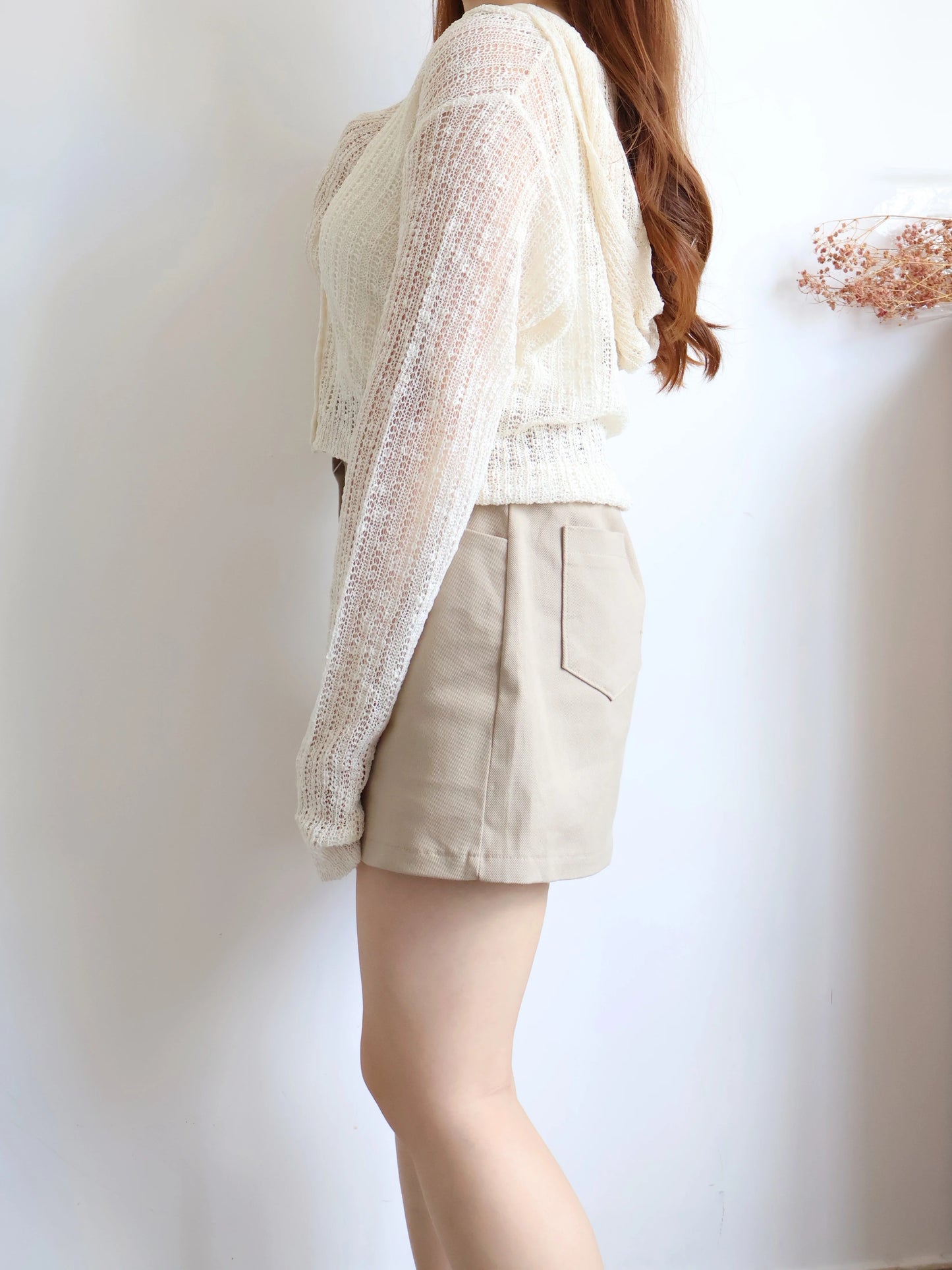 Matcha Milk Foam Hooded Knit Cardigan(Cream)
