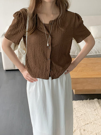 [Wrinkle-Free] Minimalist Waffle Cami+ Cardigan Set(3 colors)