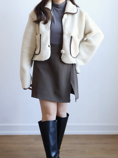 Teddy Bear Coat(IvoryxBrown)