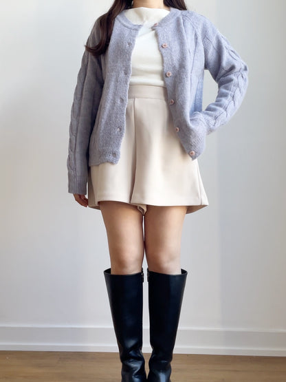 [10% WOOL] Danish Bread Twist Cardigan(Lavender)