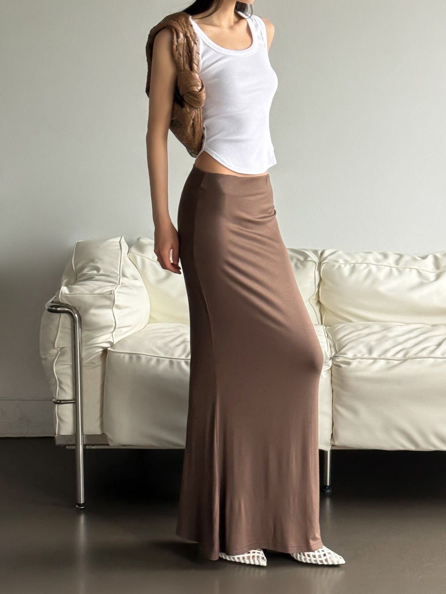 Flowy Elastic Waist Mermaid Maxi Skirt(5 Colors)