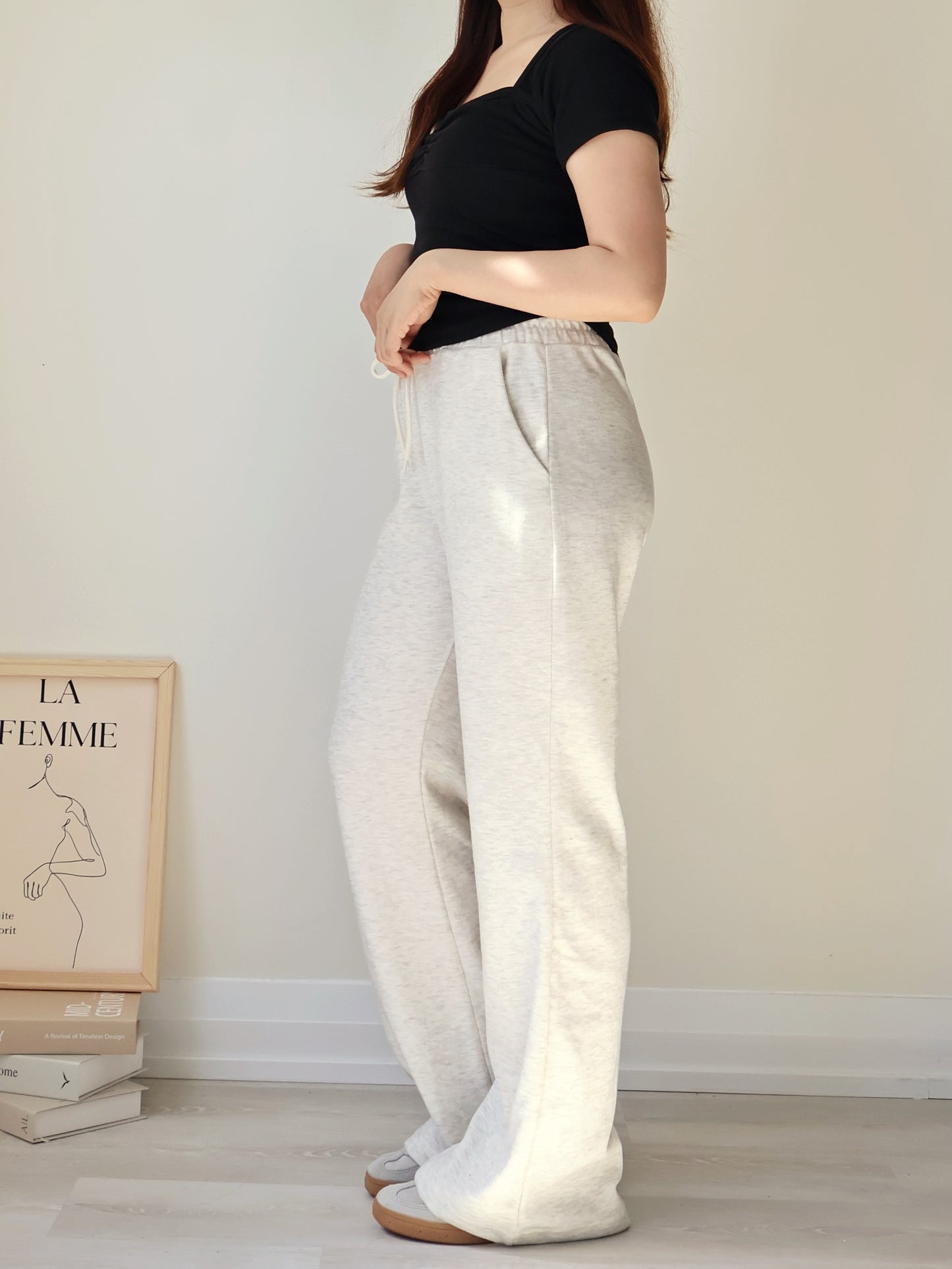 [3 Lengths] Everyday Bootcut Sweatpants(Oatmeal cream)