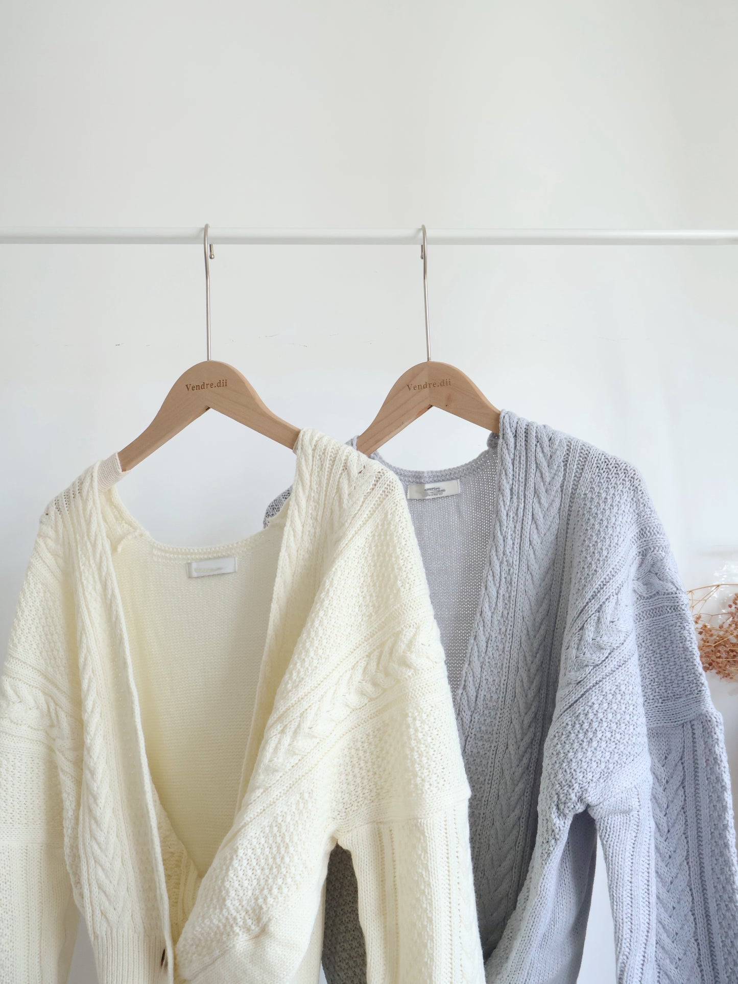 [2-WAYS] Elsa Cable Knit Oversized Cardigan(Cream)
