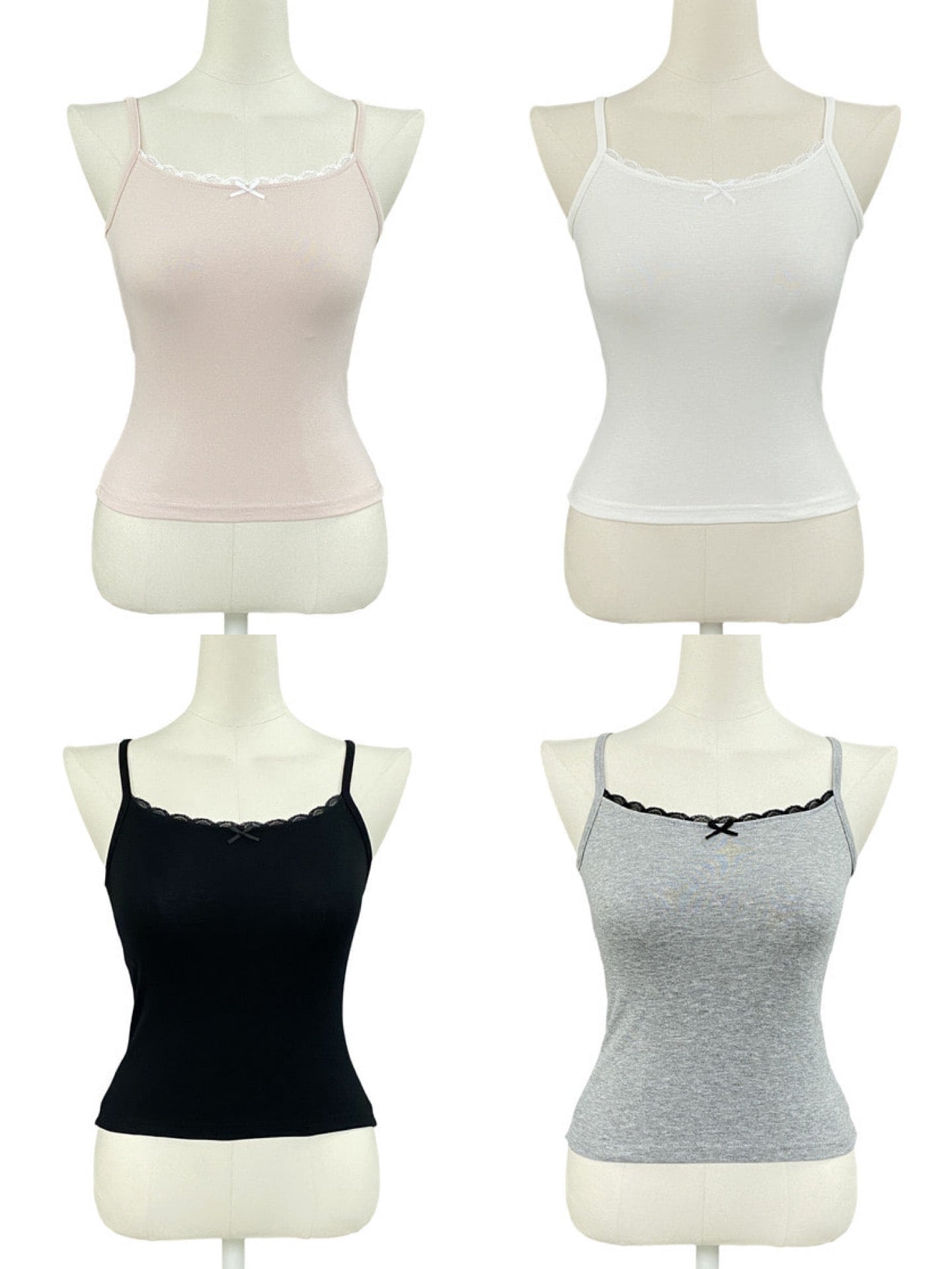 Balletcore Lace Ribbon Slim-Fit Cami(4 Colors)