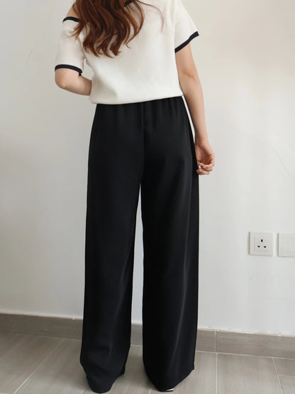 [Wrinkle-Free] -5KG Air-Flow Wide-Straight Slacks(Black)
