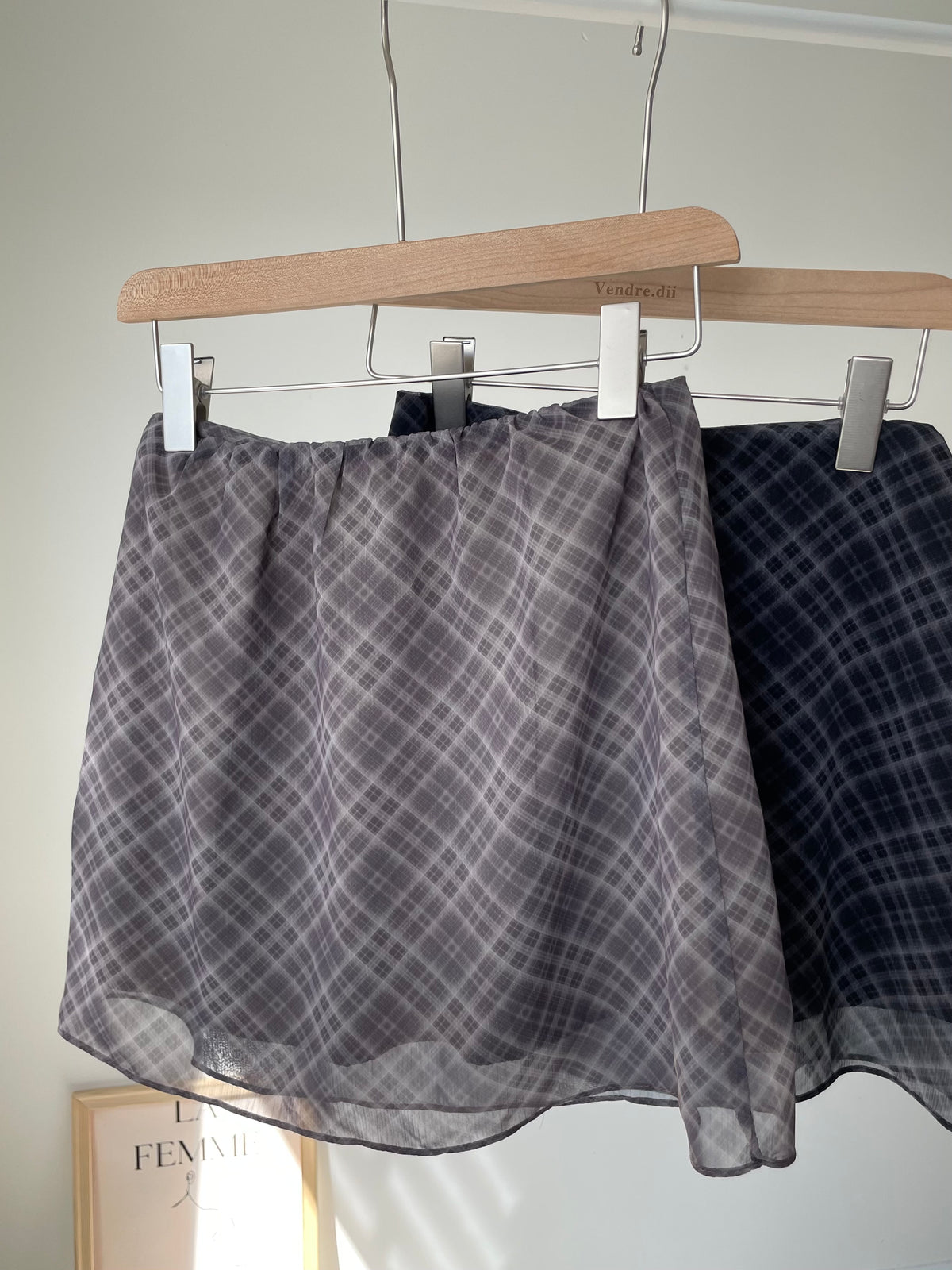 Autumn Plaid Chiffon A-Line Skirt(Mocha)