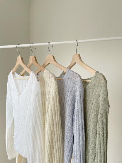 Relaxed Cinnamon V-Neck Knit Cardigan(Cream)