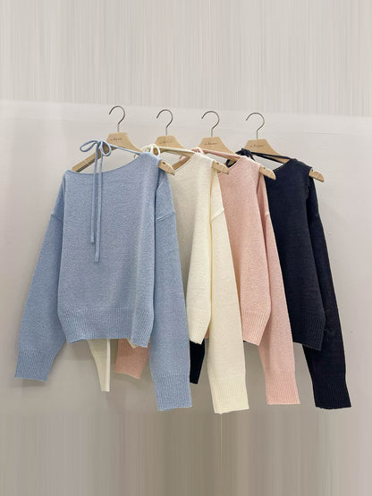 Romance Choker Slit Knit Top(4 colors)