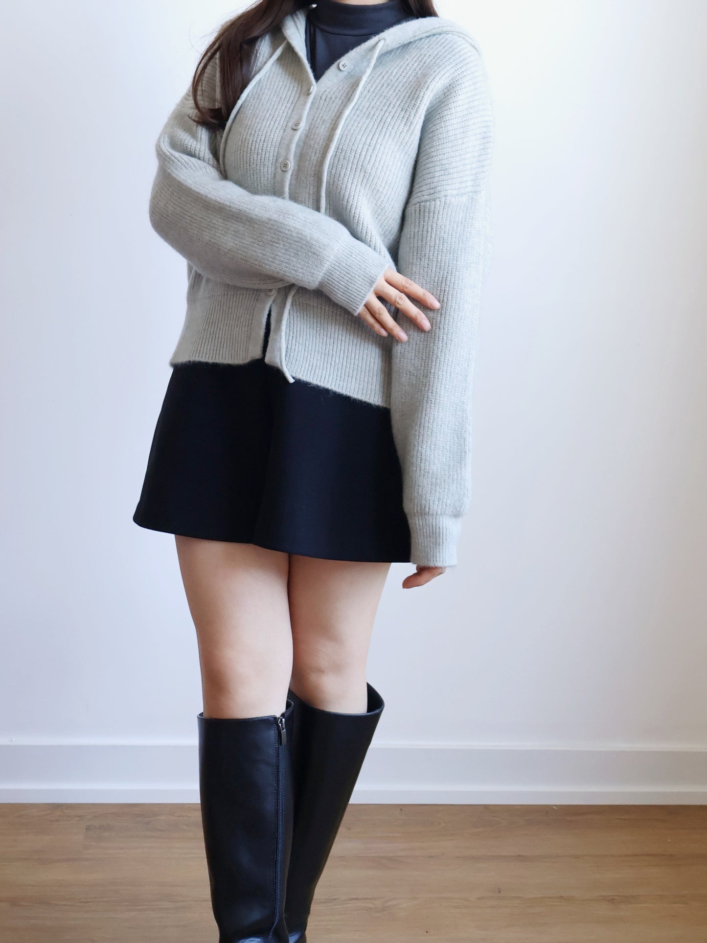 Casual Button Hooded Knit Cardigan