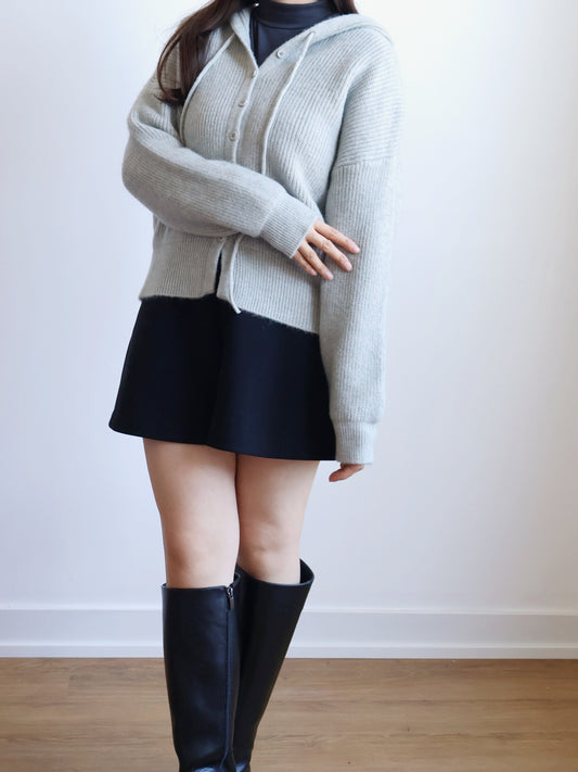 Casual Button Hooded Knit Cardigan