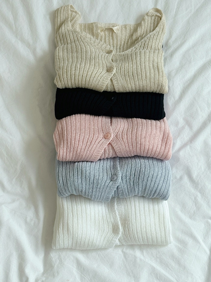 V Neck Two Buttons Knit Cardigan(5 Colors)