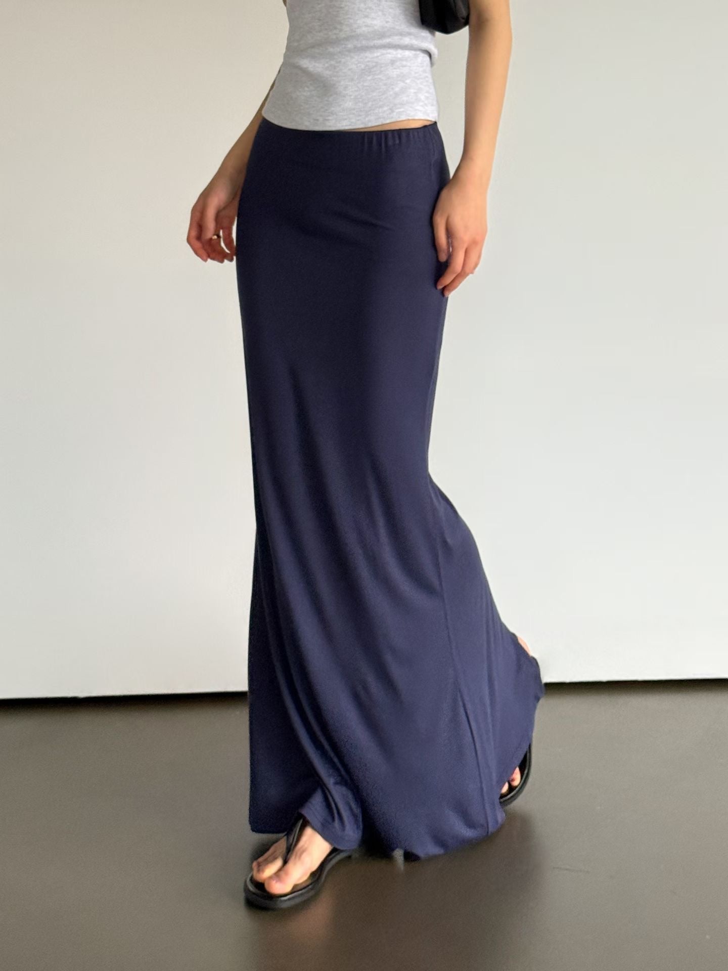 Flowy Elastic Waist Mermaid Maxi Skirt(5 Colors)