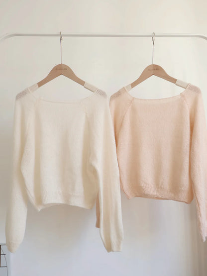 [8% Mohair] Cloud-Light Soufflé Sweater(Peach)