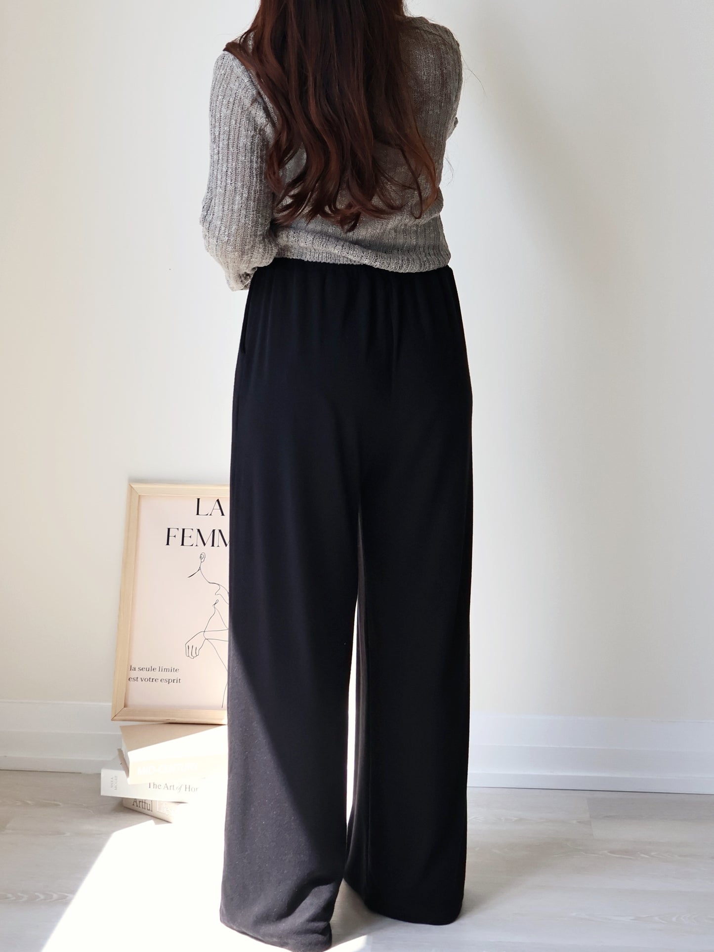 [2 Lengths] Cloud-Soft & Silk-Touch Cooling Wide-Leg Pants with Pockets(Black)