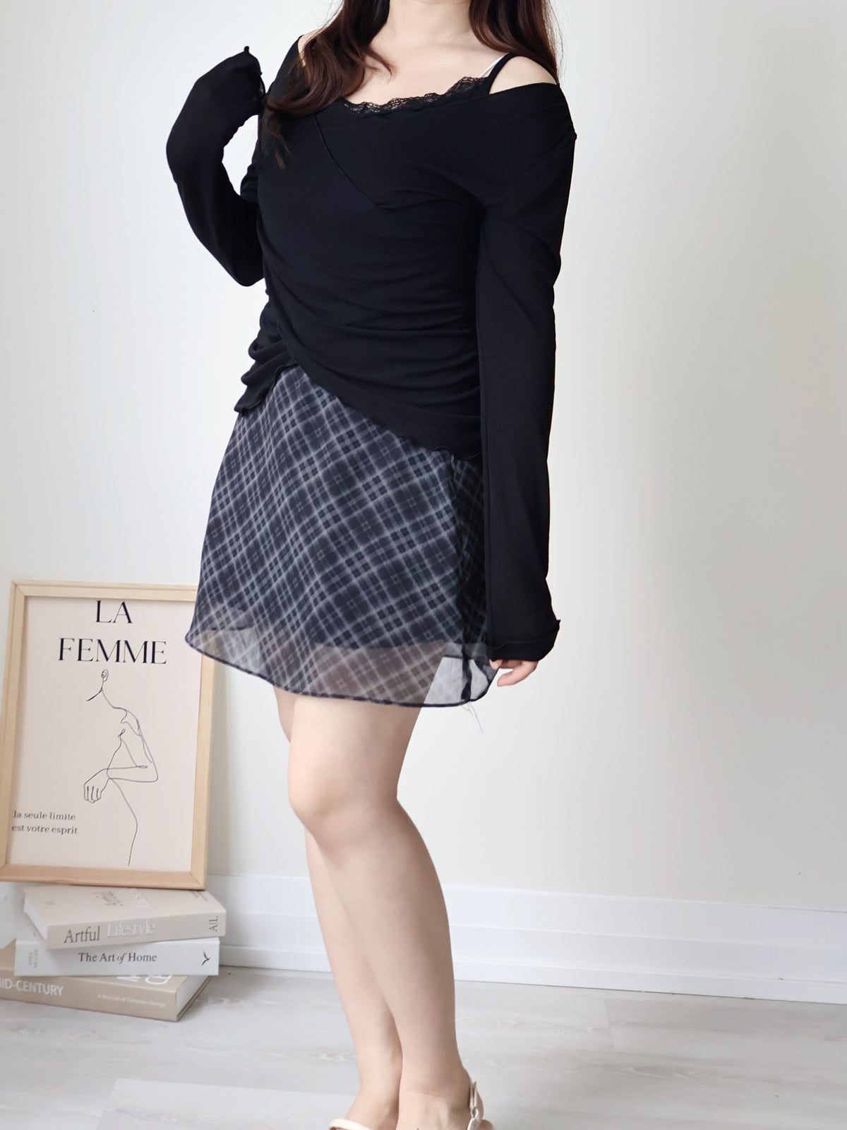 Romantic Lace Layered 2-Way Top(Black)