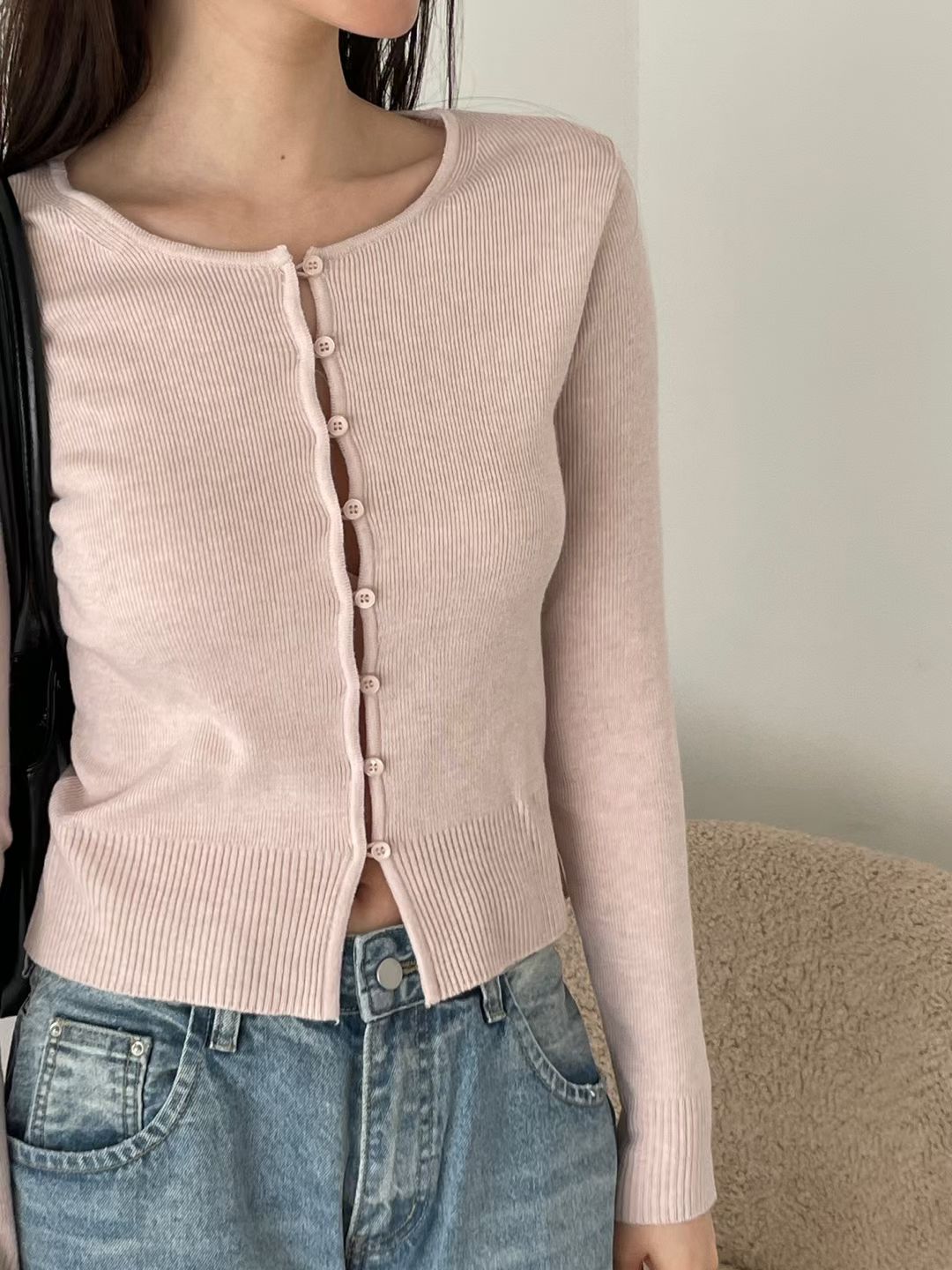 Layered Button-Knit Top(4 colors)