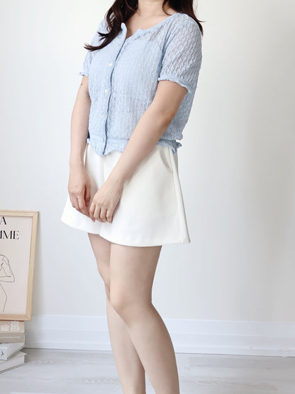 Holiday Vibe Diamond Openwork Knit Cardigan(Slyblue)