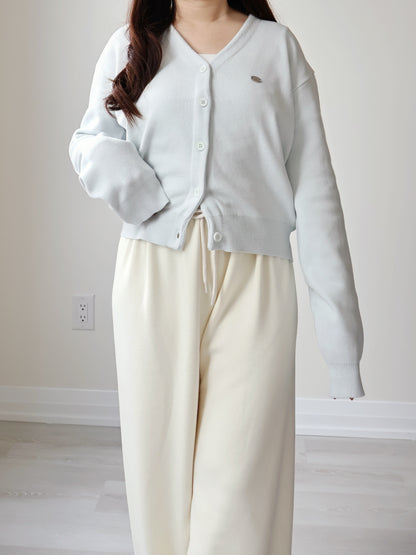 V-neck Silver Plaque Mochi Cardigan(Mint)