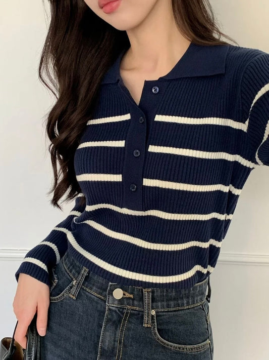 Minimalist Ribbed V-Neck Slim Fit Knit Top(4 colors)