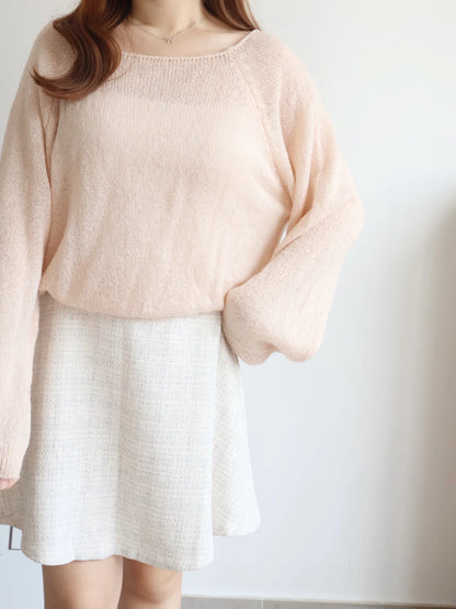 [8% Mohair] Cloud-Light Soufflé Sweater(Peach)