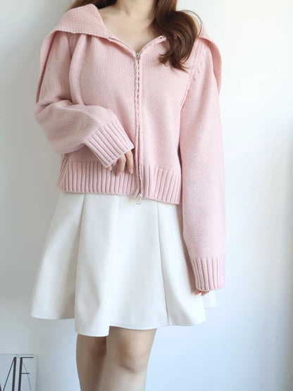 Sailor Collar Zip Cardigan(Pink)