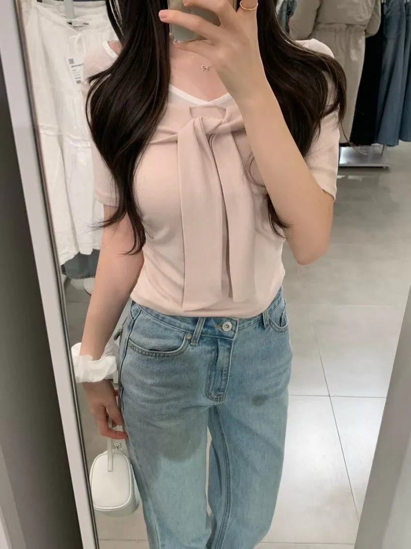 Romantic Tie-Neck Sheer Chiffon Top(2 Colors)