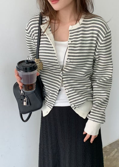 Stripe Round Neck Cardigan(4 colors)