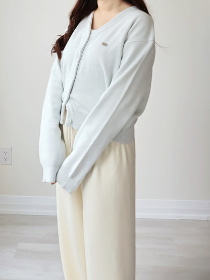 V-neck Silver Plaque Mochi Cardigan(Mint)