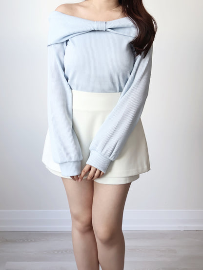 Wrinkle-Free Stretch Cotton A-Line Skort(Ivory)