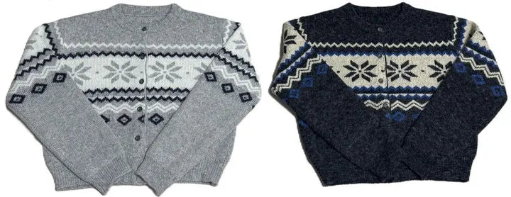 Nordic Snowflake Pattern Cardigan