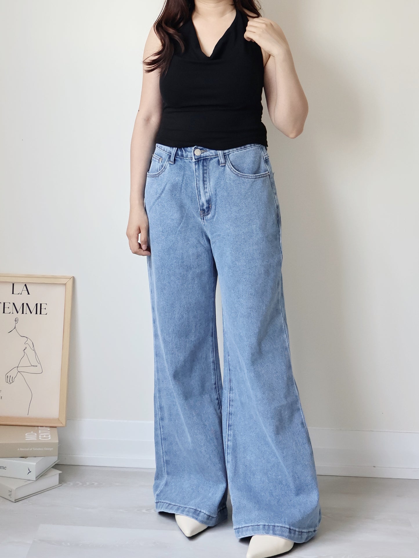 [S-2XL · 3 Lengths] Everyday Drape Tencel Blend Bootcut Denim Pants (Classic Blue)