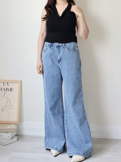 [S-2XL · 3 Lengths] Everyday Drape Tencel Blend Bootcut Denim Pants (Classic Blue)