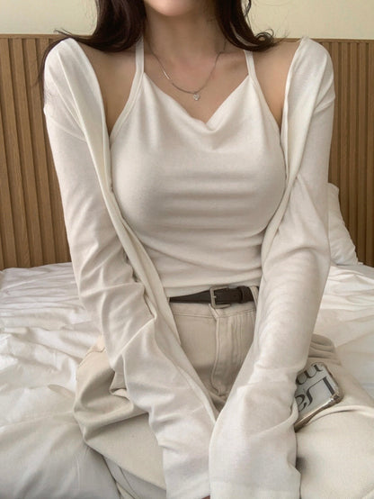 Elegant Drape Layered Cami Cardigan(5 colors)