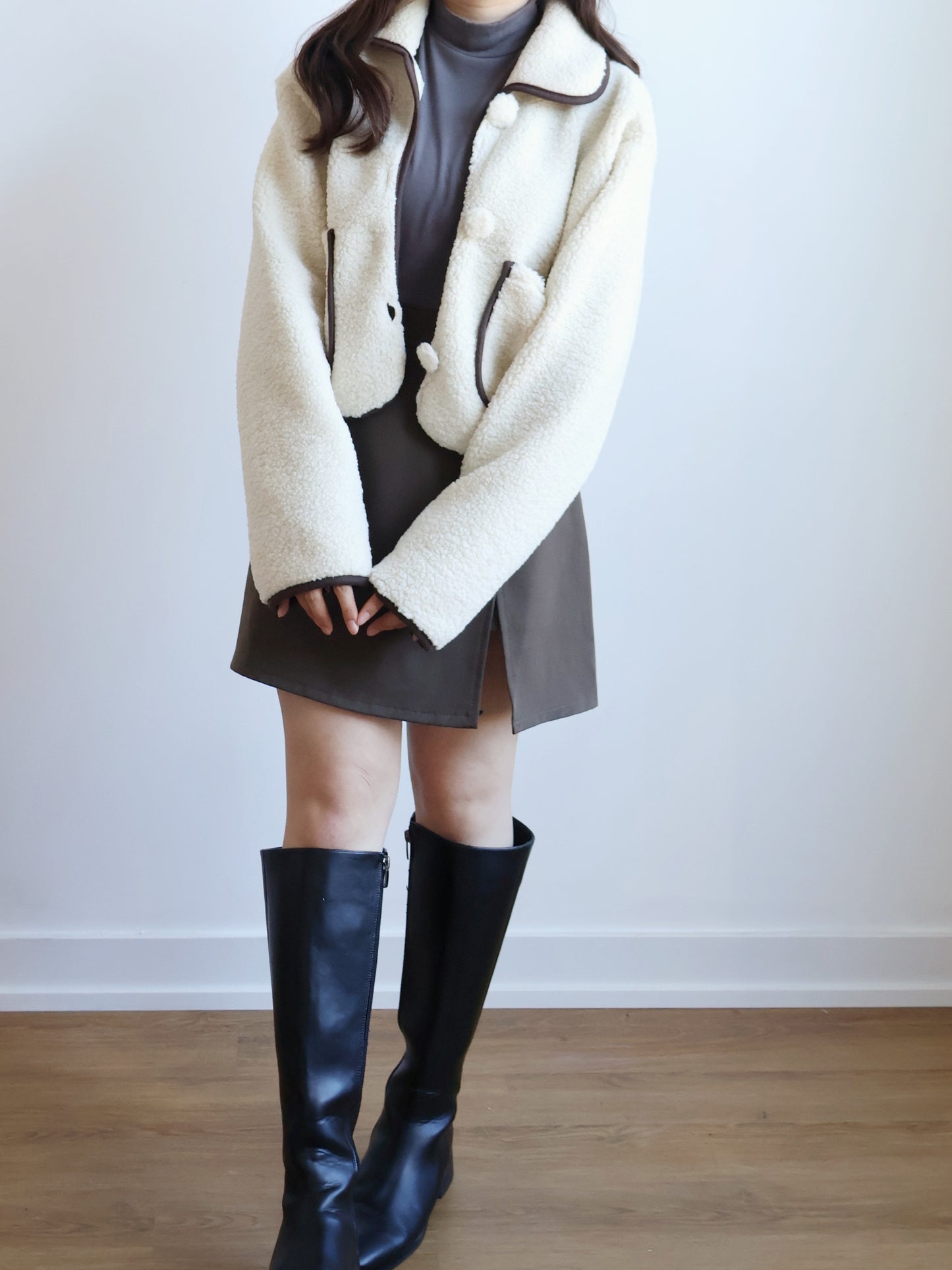 Teddy Bear Coat(IvoryxBrown)