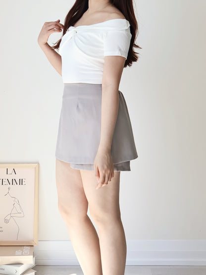 2-Way Cooling Twisted Silky High-Stretch Top(Ivory)