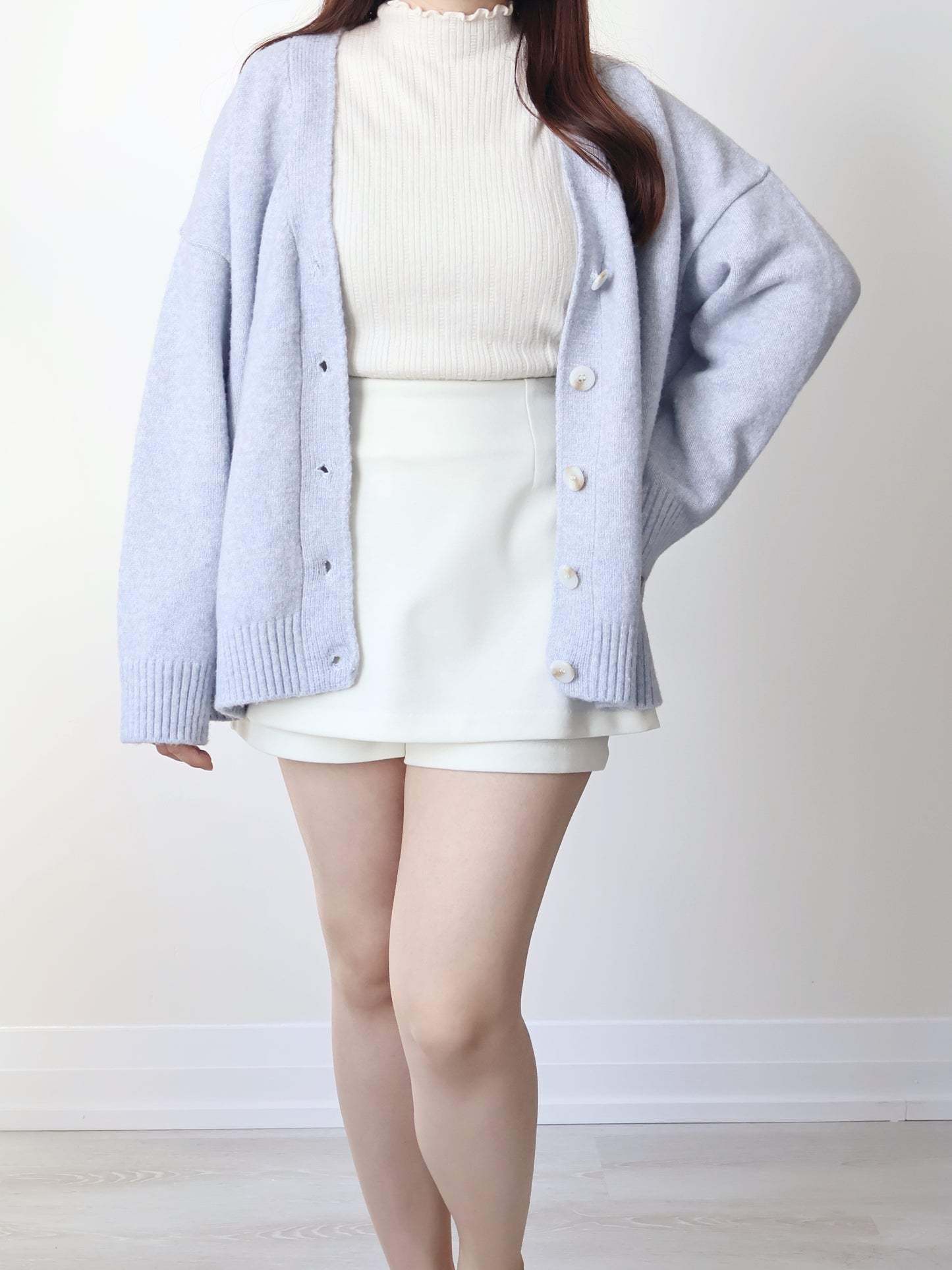 10% Lambswool Marshmallow Oversized Cardigan(Lavender)
