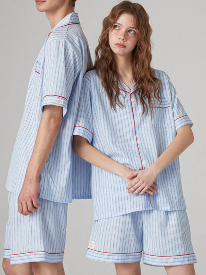 Dossy Silk fit Stripe short sleeve pajamas set (In Stock, Size M)