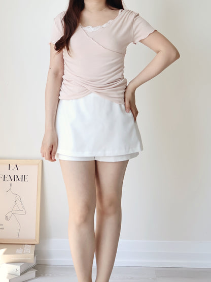 +5cm Leg-Elongating A-Line Tailored Skort(Ivory)